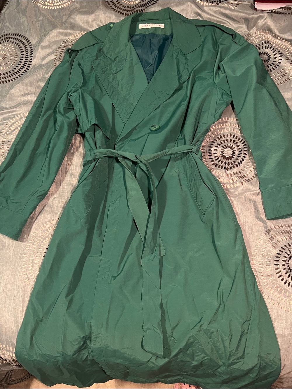 Emerald Green Belted Trench Coat - Larry Levine